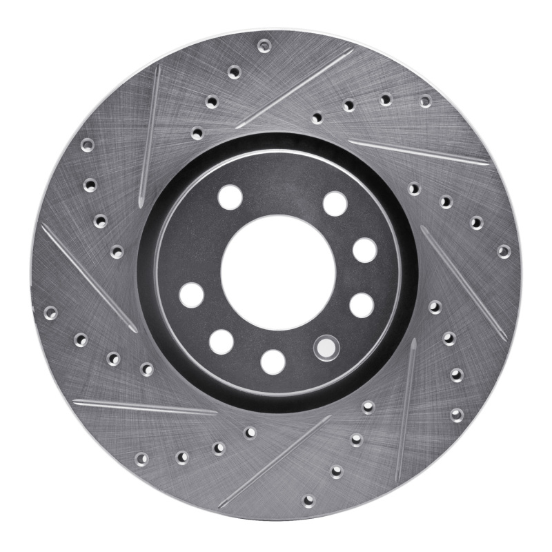 Chevrolet ASTRA Brake Rotor (1) - Front Left - R1 Concepts - Drilled & Slotted - Silver - `99-`10
